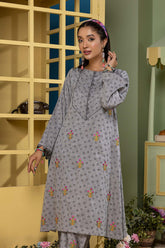 2-Pc Embroidered Brocha Lawn Shirt With Qlot Cotton Trouser CNP22-113
